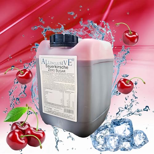Prosport Allinclusive® Sauerkirsche 5000ml – ZERO SUGAR Sirup mit Vitaminen – Premium Getränkekonzentrat 1:50 – Ohne Zucker, Aspartam & Azofarbstoffe – Perfekt für Wassersprudler von PROSPORT