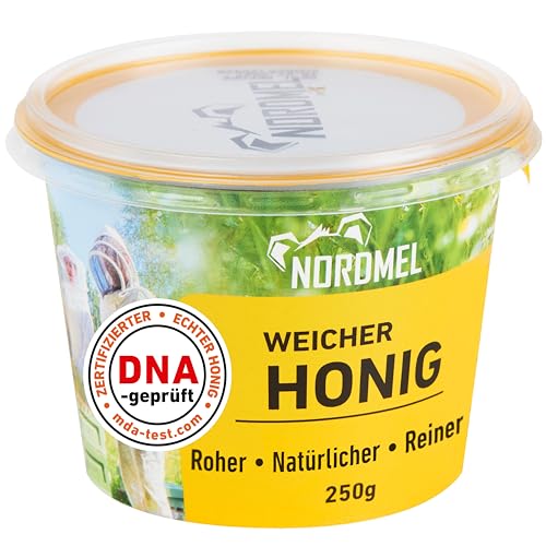 Reiner, natürlicher, roher, weicher Honig 0,5 kg (2 * 250-Gramm-Becher) Nicht pasteurisierter, ungefilterter, kristallisierter, estnischer Honig, nachhaltig geerntet mit grüner Energie von Nordmel von Nordmel