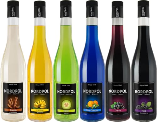 Likör-Set, 6 Flaschen, Banane, Melone, Brombeere, Zimt, Blue Curacao, je 0,7 L Likör-Set, 6 Flaschen, Banane, Melone, Brombeere, Zimt, Blue Curacao, je 0,7 L von Nordpol