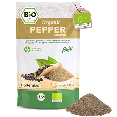 Nortembio Bio-Schwarzer-Pfeffer-Pulver 100 g. 100% Natürlich Herkunft. Gourmet-Qualität. Gemahlener Schwarzer Pfeffer ohne Zusatzstoffe oder Konservierungsmittel. Nortembio Bio-Schwarzer-Pfeffer-Pulver 100 g. 100% Natürlich Herkunft. Gourmet-Qualität. Gemahlener Schwarzer Pfeffer ohne Zusatzstoffe oder Konservierungsmittel. von Nortembio
