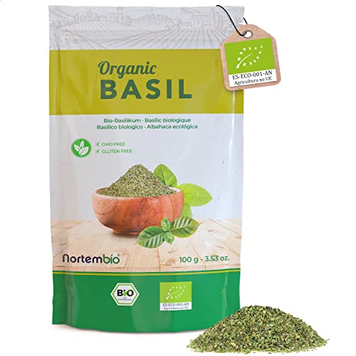 Nortembio Ökologischer Basilikum Getrocknet 100 g. 100% Natürlichen Ursprungs. Geriebenes Basilikum ohne Zusatzstoffe und Konservierungsmittel. Schonend Basilikum für Pesto und Soßen. Nortembio Ökologischer Basilikum Getrocknet 100 g. 100% Natürlichen Ursprungs. Geriebenes Basilikum ohne Zusatzstoffe und Konservierungsmittel. Schonend Basilikum für Pesto und Soßen. von Nortembio