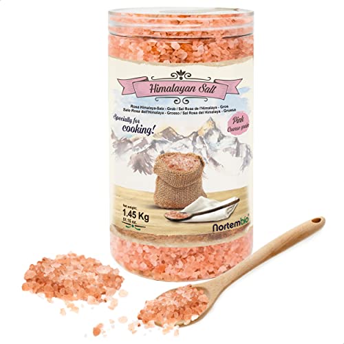 Nortembio Rosa Himalaya-Salz 1,45 Kg. Grob (2-5 mm). 100% Natürliches Salz. Reich an Mineralien. Gesundes Kochen. Unraffiniert. Ohne Konservierungsstoffe. Aus Punjab Pakistan. von Nortembio