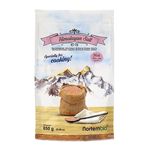Nortembio Rosa Himalaya-Salz 850 g. Extra Feinkorn (0,5-1 mm). 100% Natürliches Salz. Reich an Mineralien. Gesundes Kochen. Unraffiniert. Ohne Konservierungsstoffe. Aus Punjab Pakistan. von Nortembio