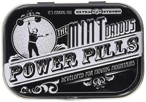 Nostalgic-Art Retro Pillendose, 4 x 6 x 1,6 cm, Power Pills – Geschenk-Idee für Nostalgie-Fans, mit Pfefferminz-Dragees, Vintage Design von Nostalgic-Art