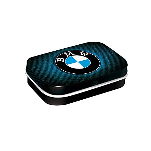 Nostalgic-Art Retro Pillendose, 4 x 6 x 1,6 cm, BMW – Logo Blue Shine – Geschenk-Idee für BMW Accessoires Fans, mit Pfefferminz-Dragees, Vintage Design von Nostalgic-Art