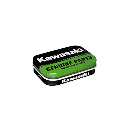 Nostalgic-Art Retro Pillendose, 4 x 6 x 1,6 cm, Kawasaki – Motorcycles – Geschenk-Idee für Biker, Original Lizenzprodukt (OLP), mit Pfefferminz-Dragees, Vintage Design von Nostalgic-Art