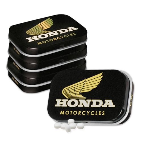 Nostalgic-Art Retro Pillendose, 4 x 6 x 1,6 cm, Honda MC – Motorcycles Gold (4er-Set) – Geschenk-Idee für Biker, Original Lizenzprodukt (OLP), mit Pfefferminz-Dragees, Vintage Design von Nostalgic-Art