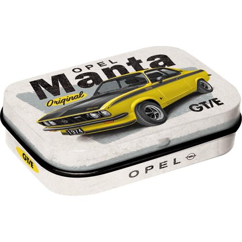 Nostalgic-Art Retro Pillendose, 4 x 6 x 1,6 cm, Opel – Manta GT/E – Geschenk-Idee für Opel-Zubehör Fans, mit Pfefferminz-Dragees, Vintage Design von Nostalgic-Art