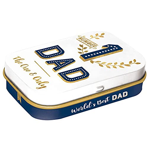 Nostalgic-Art Retro Pillendose, 4 x 6 x 1,6 cm, Number 1 Dad – Geschenk-Idee für Papa, mit Pfefferminz-Dragees, Vintage Design von Nostalgic-Art