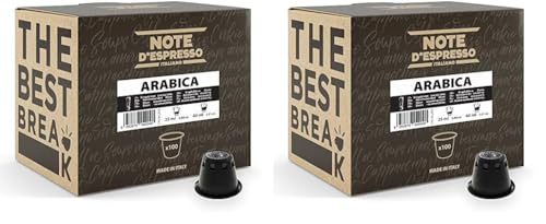 Note D'Espresso Arabica Coffee Capsules Nespresso Compatible 5.6g x 100 capsules (Packung mit 2) von Note d'Espresso