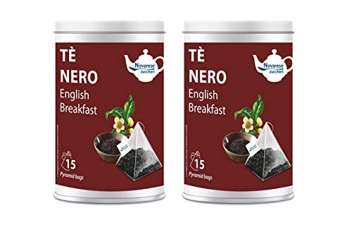Tè Nero Englisches Frühstück, 2 Glas mit 15 pyramidenförmigen Filtern von 2g - Novarese Zuccheri von Novarese Zuccheri