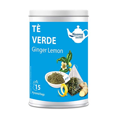 Tè Verde Ingwerzitrone, Glas mit 15 pyramidenförmigen Filtern von 2,25 g - Novarese Zuccheri von Novarese Zuccheri