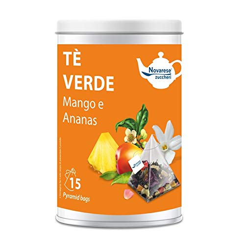 Tè Verde Mango und Ananas, Glas mit 15 pyramidenförmigen Filtern von 2,25 g - Novarese Zuccheri von Novarese Zuccheri