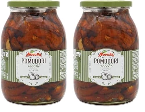 Novella POMODORONE - Italienische halb-getrocknete Tomaten in Sonnenblumenöl - 950g - eingelegt (Packung mit 2) von Novella
