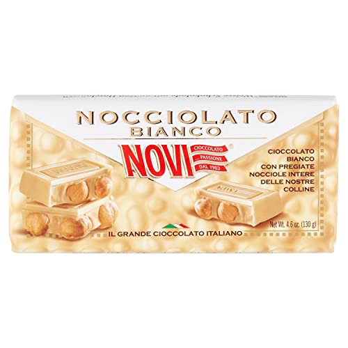 Italienische Haselnussschokolade | Schokoladenhaselnuss | Novi, weiße Schokolade mit Haselnuss 130 g | Italienische Schokolade | 4.58 Unzen Gesamtgewicht | 130 Gramm insgesamt. von Novi