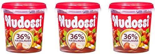 3er Pack Nudossi Nougat Aufstrich (3 x 200 g) Haselnuss-Nougat-Creme, Süßer Aufstrich von Nudossi