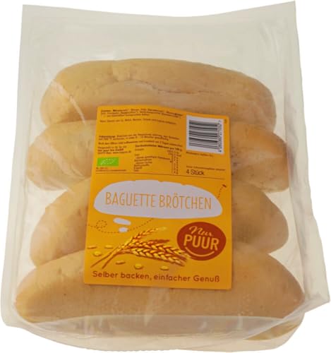 nur puur Bio Baguette Brötchen, 4 Stück (2 x 300 gr) von nur puur