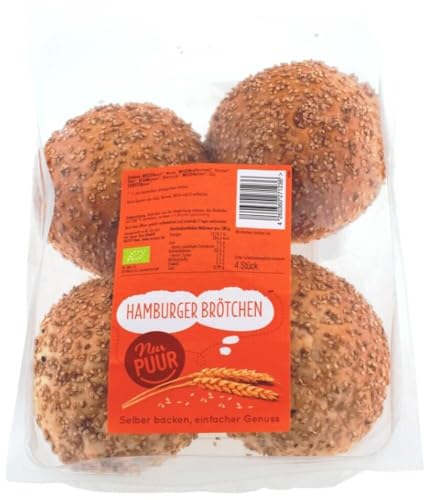 nur puur Bio Hamburger Brötchen, 4 Stück (6 x 240 gr) von nur puur