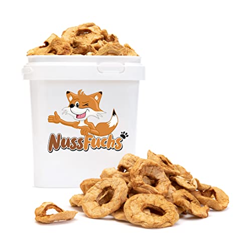 Apfelringe getrocknet 1kg - ungezuckert ungesüßt naturbelassen getrocknete Apfel Ringe geschält - vegane Frucht Snack - natürlich süße Apfelscheiben 100% Natural ohne Zucker - im Eimer - NussFuchs von NussFuchs