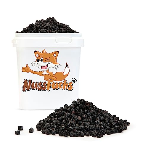Aroniabeeren 1kg getrocknete Aroniabeeren schwarze Apfelbeere - Trockenfrüchte natur ohne Zucker - natürlicher Power Snack - im wiederverschließbaren Eimer NussFuchs (1kg Eimer) von NussFuchs