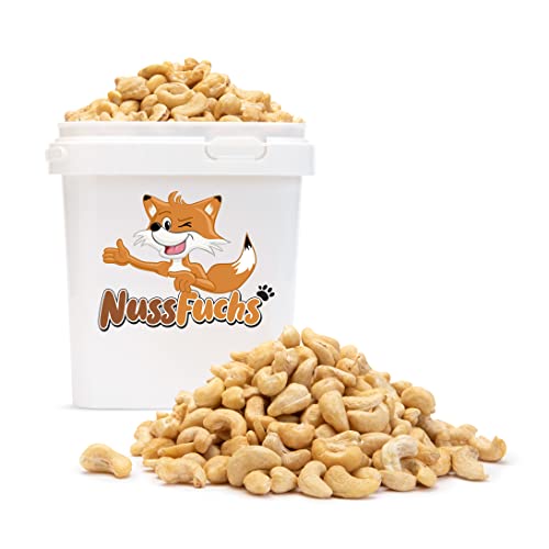 Cashewkerne Natur 3kg naturbelassen ungeröstet ungesalzen 100% Natural knackige Cashewnüsse ohne Bruch ohne Salz - ganze Cashew Kerne ungeschwefelt unbehandelt Rohkost -NussFuchs (3kg Behälter) von NussFuchs