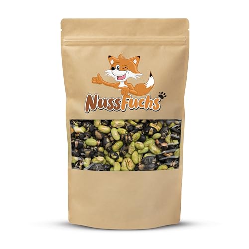 Edamame Mix – knackiger Edamame-Mix mit Grünen und Schwarzen Bohnen – geröstet & leicht gesalzen – Sojabohnen ohne Fett geröstet – glutenfrei & vegan – Knabberspaß - NussFuchs (1 kg im Beutel) von NussFuchs