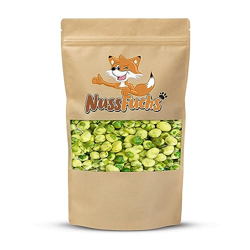 Erbsen im Wasabi Teigmantel 1kg - Wasabi Erbsen scharf & knackig - asiatischer Snack - würzige grüne Erbsen - die Knabberei für den Alltag - im Standbeutel oder im Eimer - NussFuchs (1kg Beutel) von NussFuchs