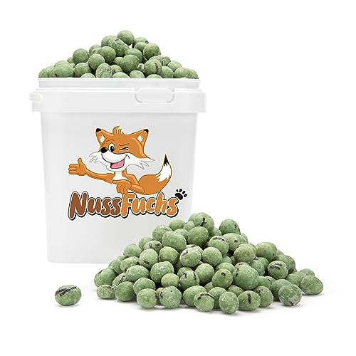 Erdnüsse im Wasabi Teigmantel 1kg - Wasabi Erdnüsse geröstet - scharf & knackig - asia Snack - würzige grüne Erdnüsse - die Snack Alternative - NussFuchs (1kg Eimer) von NussFuchs