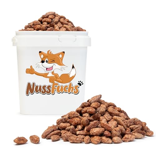 Gebrannte Mandeln 1kg-3kg - karamellisierte Mandeln - Gebrannte Mandeln geröstet & gezuckert - Jahrmarkt/Weihnachtsmarkt Flair für Zuhause - Knusprige Mandeln - NussFuchs (1kg Eimer) von NussFuchs