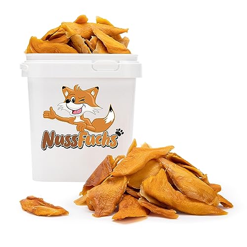 Getrocknete Mango 1,5kg - Mangospalten/streifen - naturbelassen - Trockenfrucht Mango - süß & fruchtig - Mangostücke - im Müsli oder pur zum Naschen - NussFuchs (1,5kg Eimer) von NussFuchs