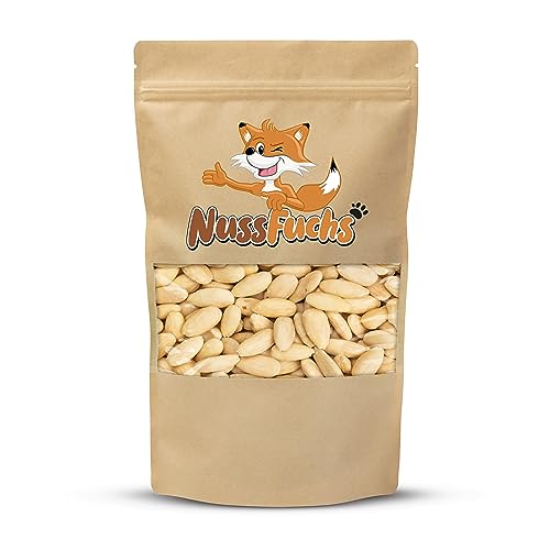 Mandeln blanchiert 1kg - naturbelassene Mandeln - geschält/ohne Haut - Mandeln ungeröstet & ungesalzen - zum Backen oder Snacken - NussFuchs (1kg Beutel) von NussFuchs