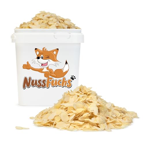 Mandeln gehobelt 1kg-2kg - Mandeln blanchiert - geschält/ohne Haut - Mandelflocken ungeröstet & ungesalzen - ideal zum Backen und für kreative Rezepte - süßlich-nussig - NussFuchs (1kg Eimer) von NussFuchs