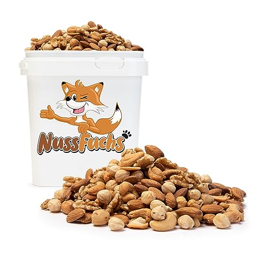 Nussmischung Big 4 Mix 1kg-3kg - Nuss Mix aus 4 knackigen Nusssorten - Cashewkerne geröstet & gesalzen - Mandeln mit Haut - Walnusskerne ohne Schale - Haselnusskerne geröstet - NussFuchs von NussFuchs