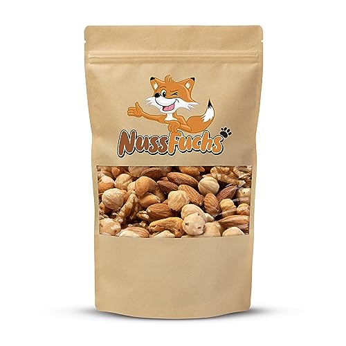 Nussmischung Big 4 Mix 1kg-3kg - Nuss Mix aus 4 knackigen Nusssorten - Cashewkerne geröstet & gesalzen - Mandeln mit Haut - Walnusskerne ohne Schale - Haselnusskerne geröstet - NussFuchs von NussFuchs