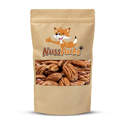 Pekannuss Pecanuss 1kg ganze Pekannusskerne roh ohne Schale - naturbelassen ungeröstet ungesalzen - ganze Pekannuss Kerne Hälften naturbelassen ohne Zusätze ungeschwefelt - NussFuchs (1kg Beutel) von NussFuchs
