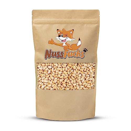 Pinienkerne 1kg – ganze Pinienkerne geschält - unbehandelt & naturbelassen – ungeröstet & ungesalzen – 100% natürlich ohne Gentechnik vegan - ideal als Topping oder zum Backen - NussFuchs (1kg) von NussFuchs