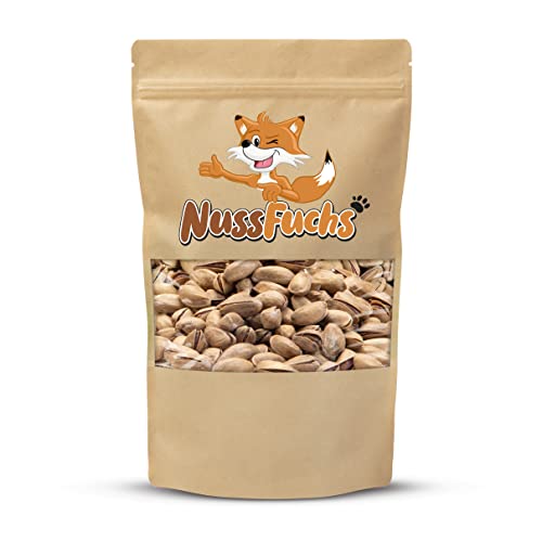 Pistazien Pistazienkerne geröstet & gesalzen 1kg - mit Schale knackige Kerne mit intensiv nussigen Aroma - ganze Pistazienkerne gesalzen vegan ungeschwefelt - 100% Natural aus Kalifornien (1kg Beutel) von NussFuchs