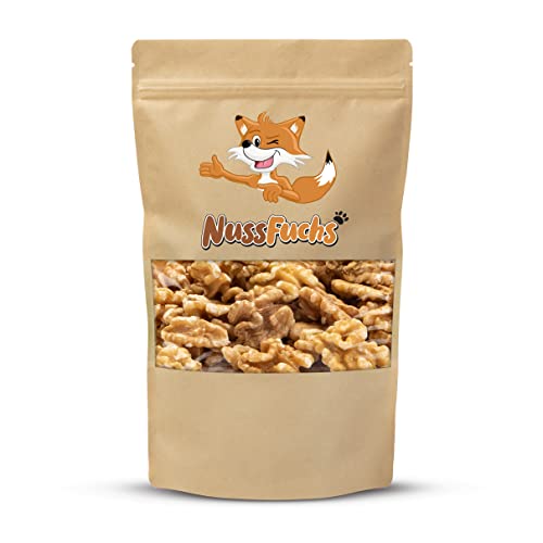 Walnüsse Walnusskerne 1kg - ohne Schale ganze Walnuss Kerne - naturbelassen ungeschwefelt ungesalzen ganz geschälte Kerne 100% Natural vegan - ideal als Zwischenmahlzeit mit nussigem Aroma (1kg) von NussFuchs