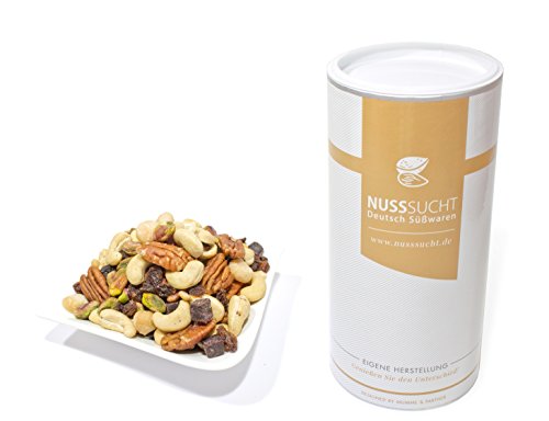 Nussmischung Deluxe geröstet | Inhalt: 500g | Cashewkerne, Macadamia, Pecannüsse, Pistazien, Rosinen, Acai-Würfel | ohne Zusatz- und Konservierungsstoffe von Nusssucht