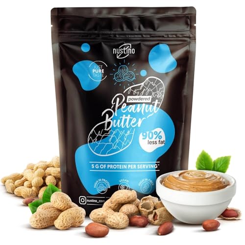 Nustino Erdnussbutter Pulver Pure 400g – Entfettet, kalorienarm, ohne Zusatzstoffe, Proteinreiche Erdnusscreme von Nustino