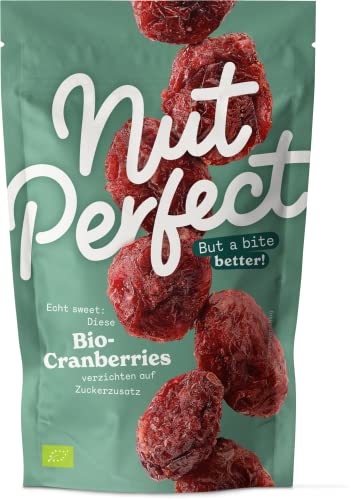 Nut Perfect | Bio-Cranberries | gesüßt mit Apfelsaftkonzentrat, ohne Zusatz von Industrie-Zucker | Fruchtig süß mit leicht herber Note | getrocknet | Cranberries aus Kanada | 100g von Nut Perfect But a bite better