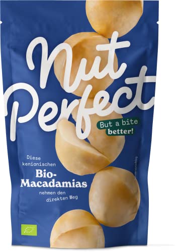Nut Perfect | Bio-Macadamias | Leckere Knabberei | Zart-cremige, buttrige Textur | Keine Pestizide durch Bio-zertifizierten Anbau | Handarbeit in vielen Produktionsschritten | 80 g von Nut Perfect But a bite better!