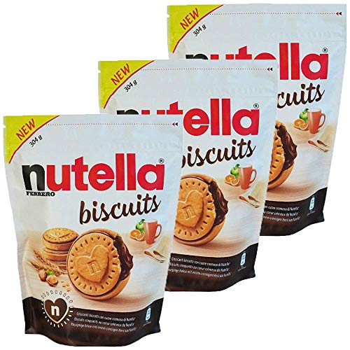 Nutella Biscuits 3 Packungen mit 304g - Ein köstlicher knuspriger Keks mit der ganzen Cremigkeit und dem einzigartigen Geschmack von Nutella Ferrero - Vertrieben von Freedoney von Nutella