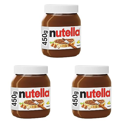 nutella - Nuss-Nugat-Creme, 1 Glas mit 450 g, leckere Haselnuss-Creme als Aufstrich oder für Rezepte (Packung mit 3) von Nutella