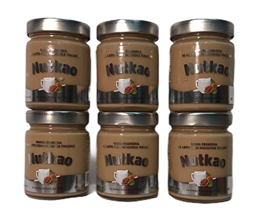 Nutkao gran cremeria 6x350g. Milch- und Haselnusscreme, hochwertiger italienischer Haselnussaufstrich von Nutkao