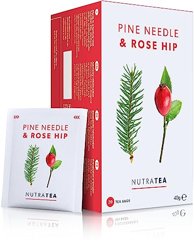 Nutra Tea Hagebutten & Kiefernnadeln Tee - Hagebuttentee zur Unterstützung des Immunsystem & Zellschutz - 120 Verpackte, Wiederverwendbare Teebeutel - Kräutertee - (6 Packung) von Nutra Tea