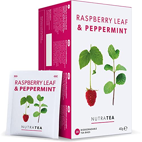 Nutra Tea Himbeerblatt & Pfefferminztee für Schwangerschaft und werdende Mütter – 120 Beutel – Kräuter – (6er-Pack) von Nutra Tea