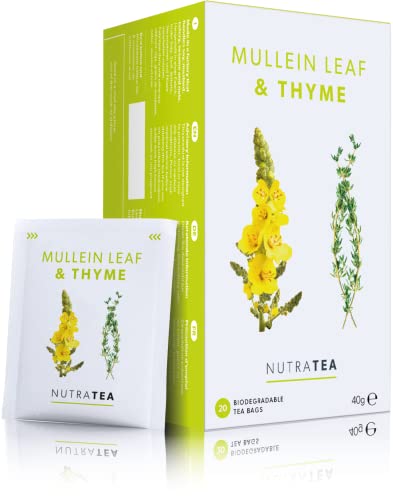 Nutra Tea Nutra Tea Königskerzenblatt und Thymian, Königskerzentee für Lunge und Hals, 80 % Königskerzenblatt, 20 % Thymian, 120 umhüllte Teebeutel, Kräutertee, 6 Stück Nutra Tea Nutra Tea Königskerzenblatt und Thymian, Königskerzentee für Lunge und Hals, 80 % Königskerzenblatt, 20 % Thymian, 120 umhüllte Teebeutel, Kräutertee, 6 Stück von Nutra Tea