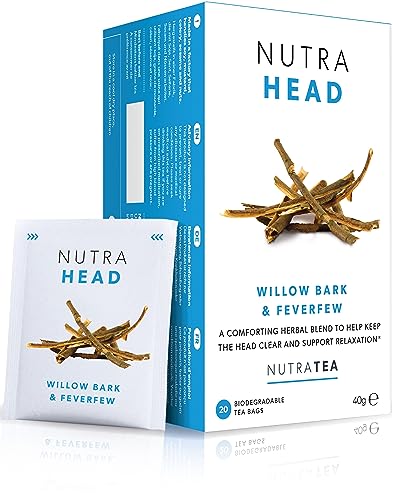 NutraHead - Kopf Entspannungstee gegen Migräne & Kopfschmerzen - Kräutertee mit Mutterkraut, Weidenrinde - 120 Verpackte, Wiederverwendbare Teebeutel - NutraTea - Kräutertee - (6 Packung) von Nutra Tea