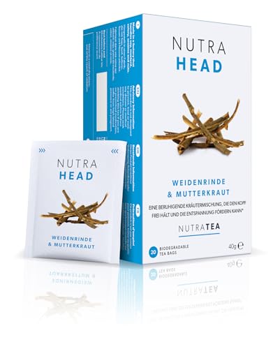 Nutra Tea NUTRAHEAD, Kopf Entspannungstee unterstützt bei Kopfschmerzen & Migräne, Lavendel Tee trägt zum gesunden Schlaf bei, 40 wiederverwendbare Teebeutel, Kräutertee mit Lavendel & Pfefferminze von Nutra Tea